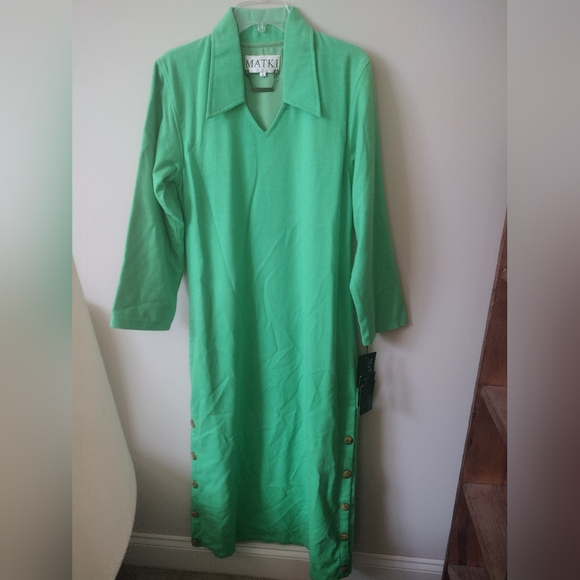 NWT Matki Green Vintage Maxi Shirt Dress Size Small - Picture 3 of 12